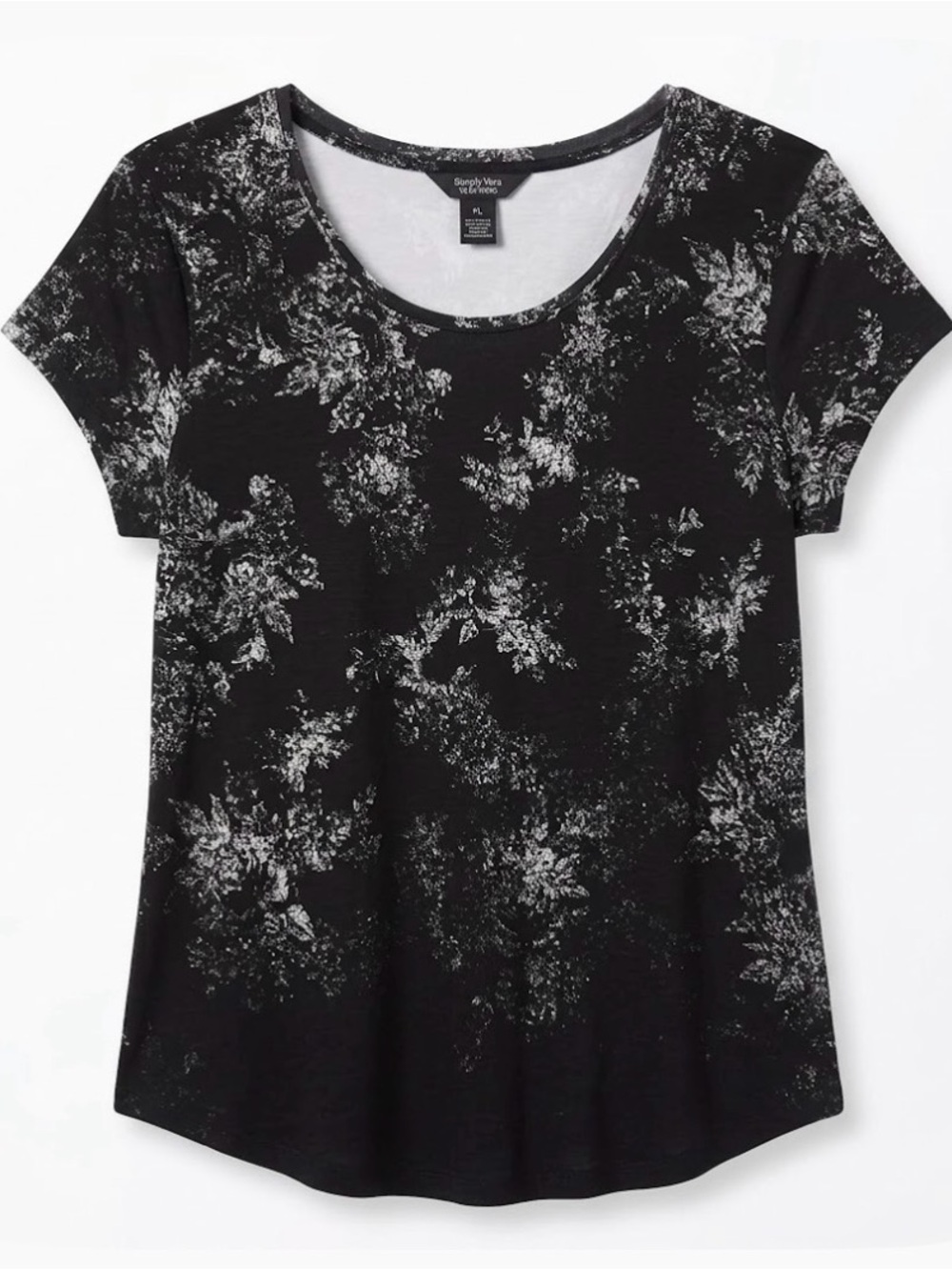 SIMPLY VERA VERA WANG Blotted Print Top, Women's PL, Black White